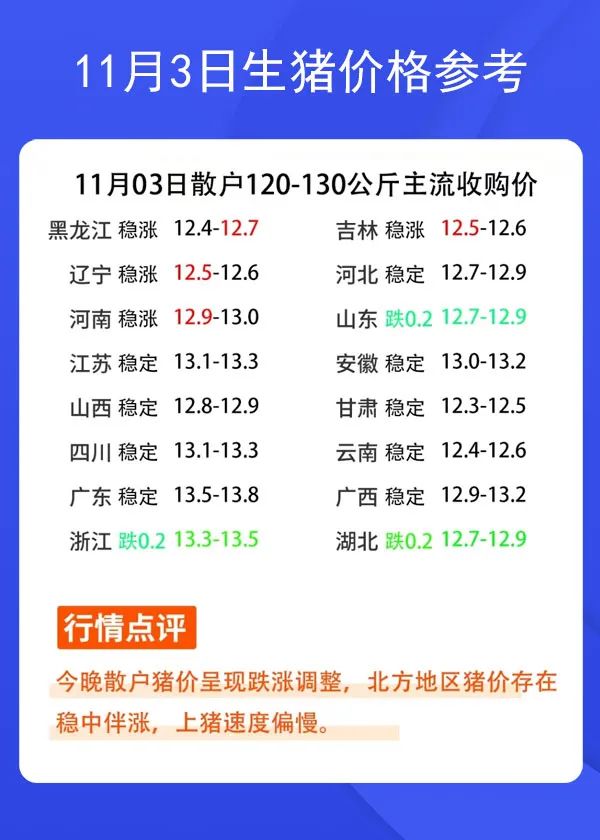 11月3日生猪价格参考